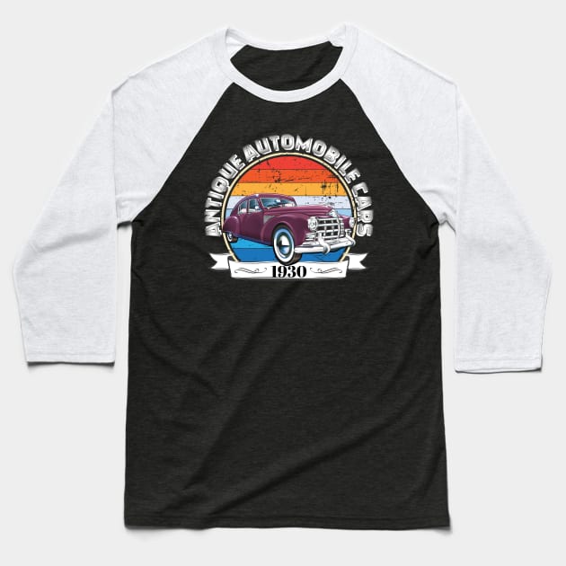 Antique Automobile Cars Baseball T-Shirt by AlGenius